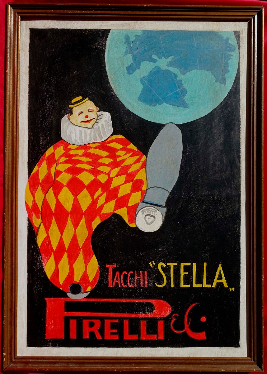 Pirelli Advertising Poster Painted On Wood -