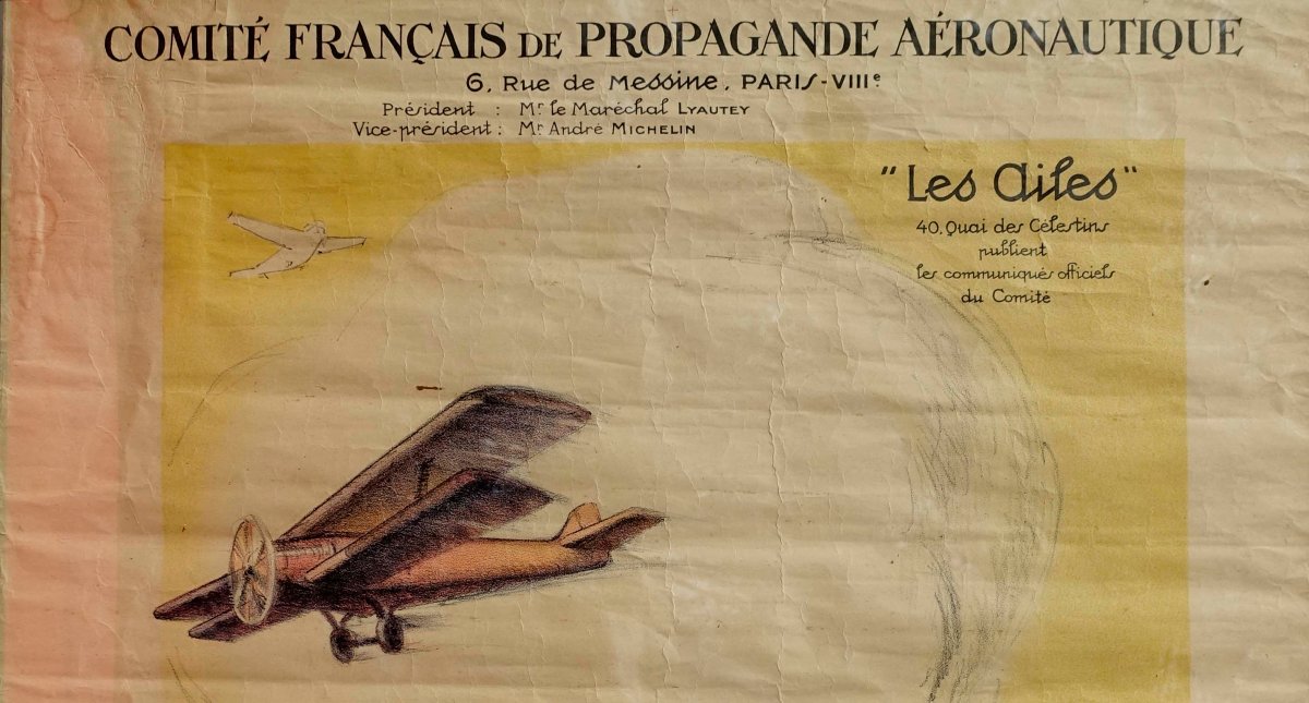 Aux Sceptiques de l'Aviation 1921 - Georges Villa - Affiche Originale --photo-4