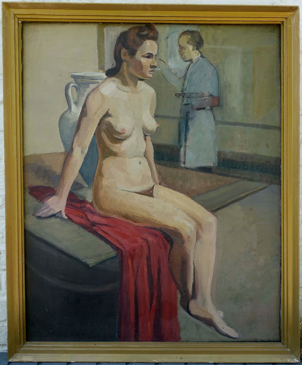 Self-portrait And Nudes In The Studio, 1940—a Pair—-photo-2