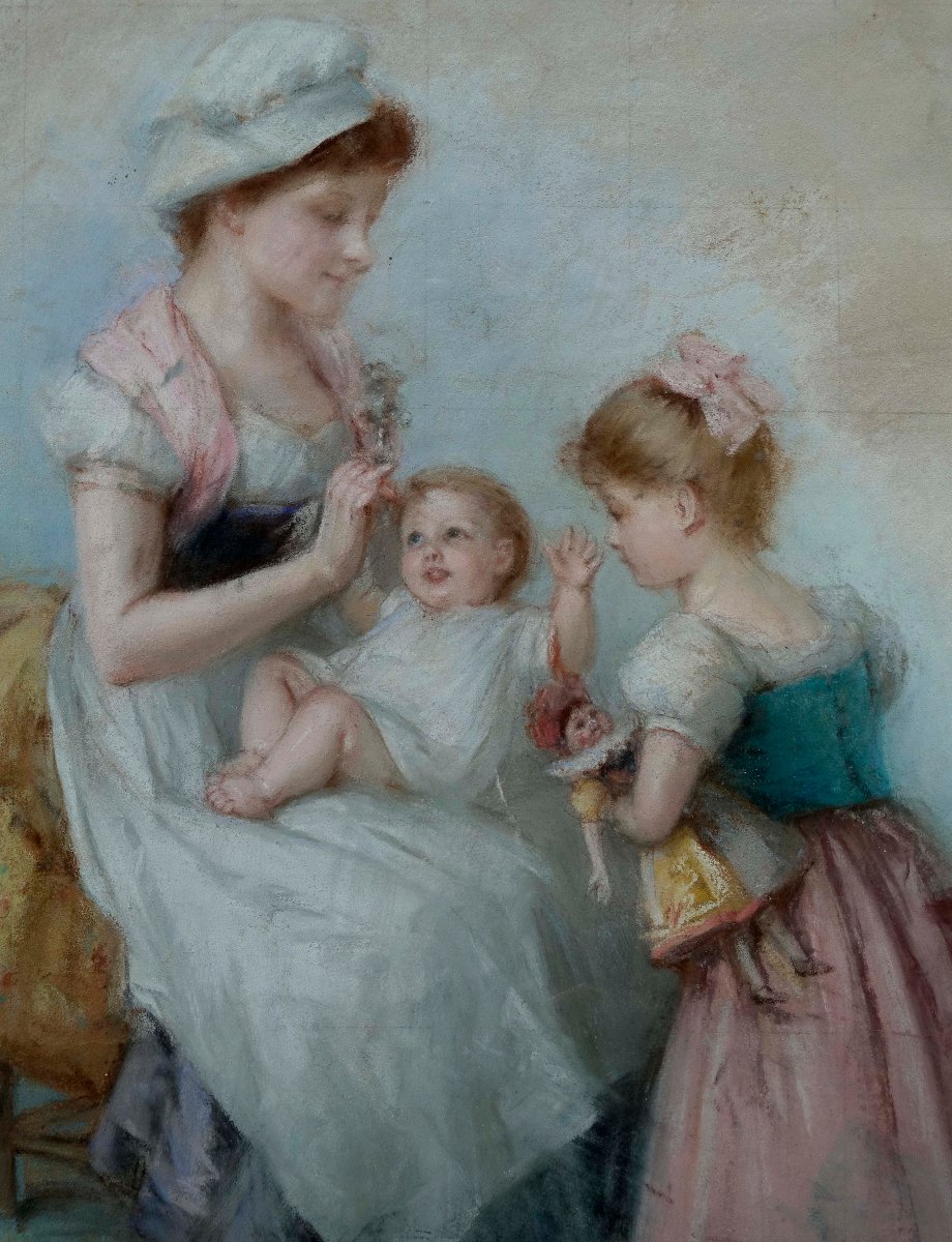 Mother And Children, 1880 - 19th-century French School --photo-4