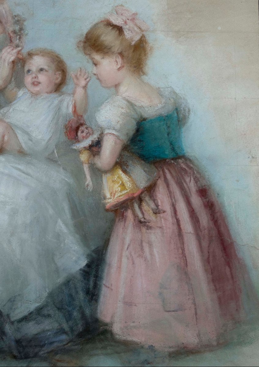 Mother And Children, 1880 - 19th-century French School --photo-2