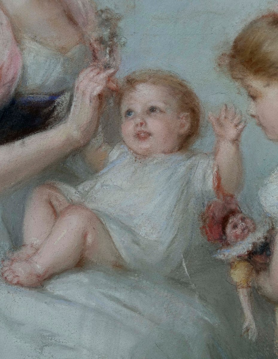 Mother And Children, 1880 - 19th-century French School --photo-4