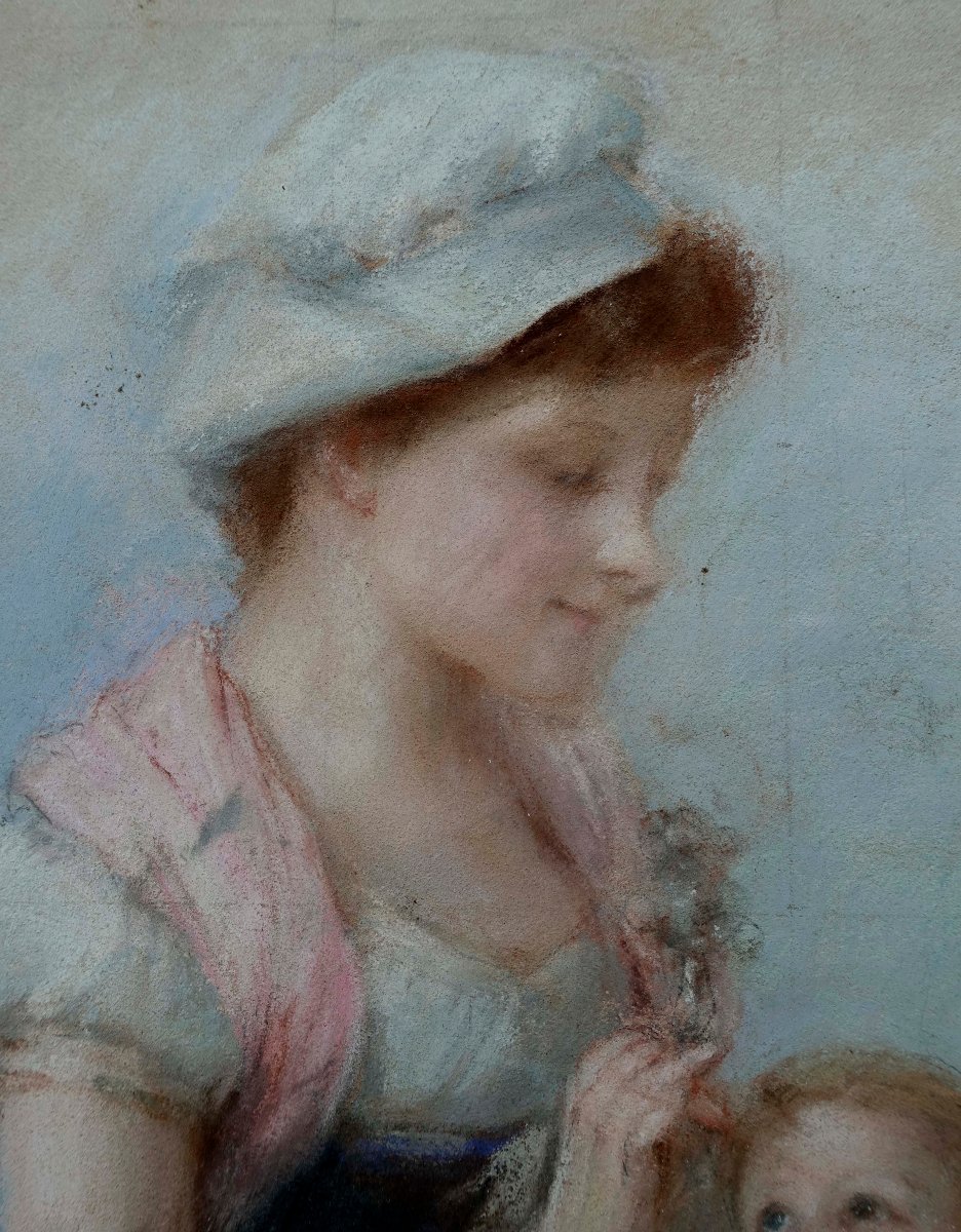 Mother And Children, 1880 - 19th-century French School --photo-6