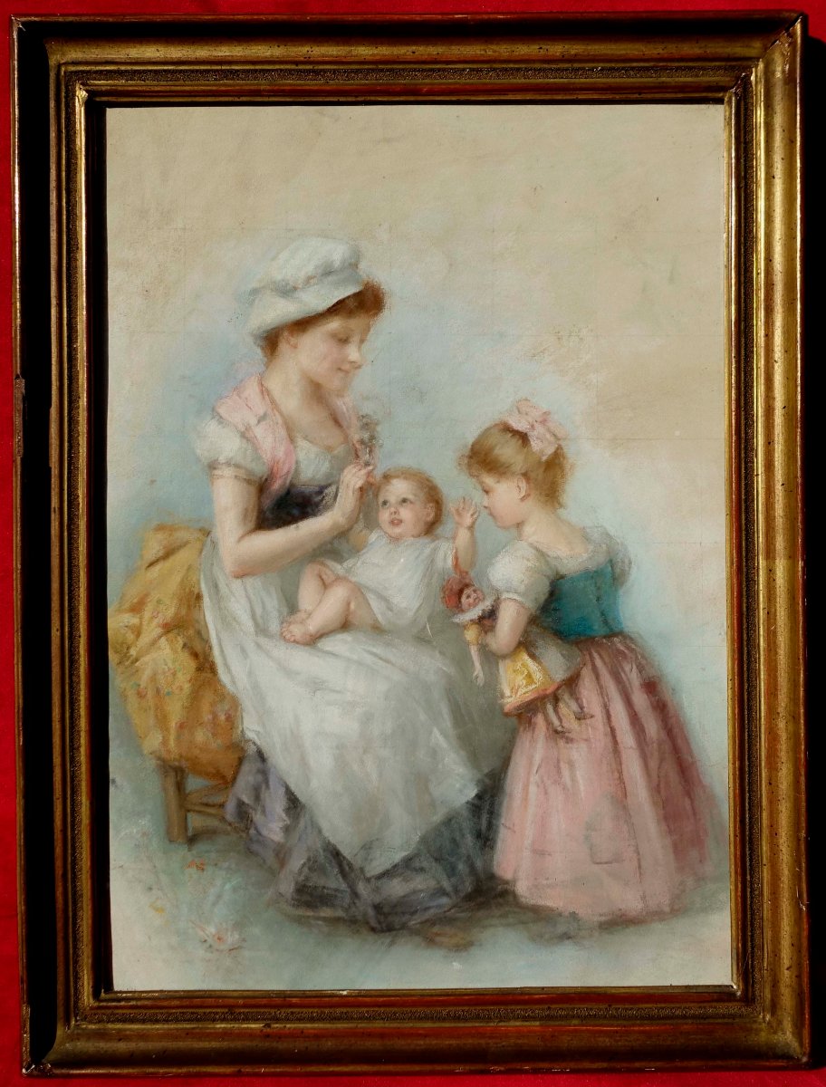 Mother And Children, 1880 - 19th-century French School -
