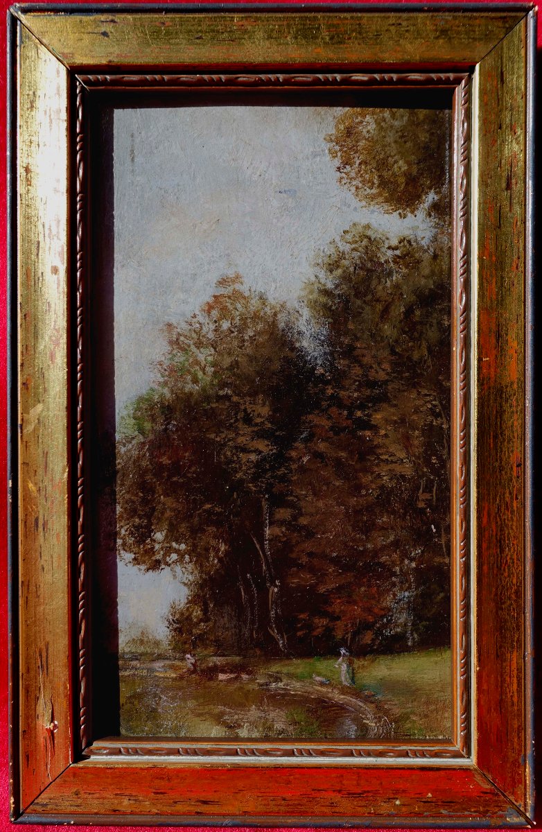 Maurice Jullien - Pair Of Miniatures, 1910 + 1 Small Barbizon, 1890 --photo-3