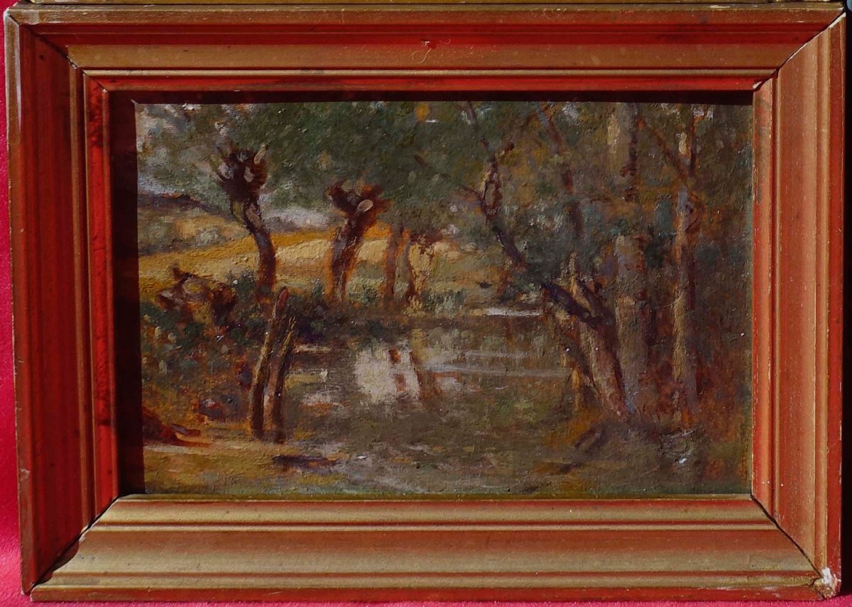 Maurice Jullien - Pair Of Miniatures, 1910 + 1 Small Barbizon, 1890 --photo-1