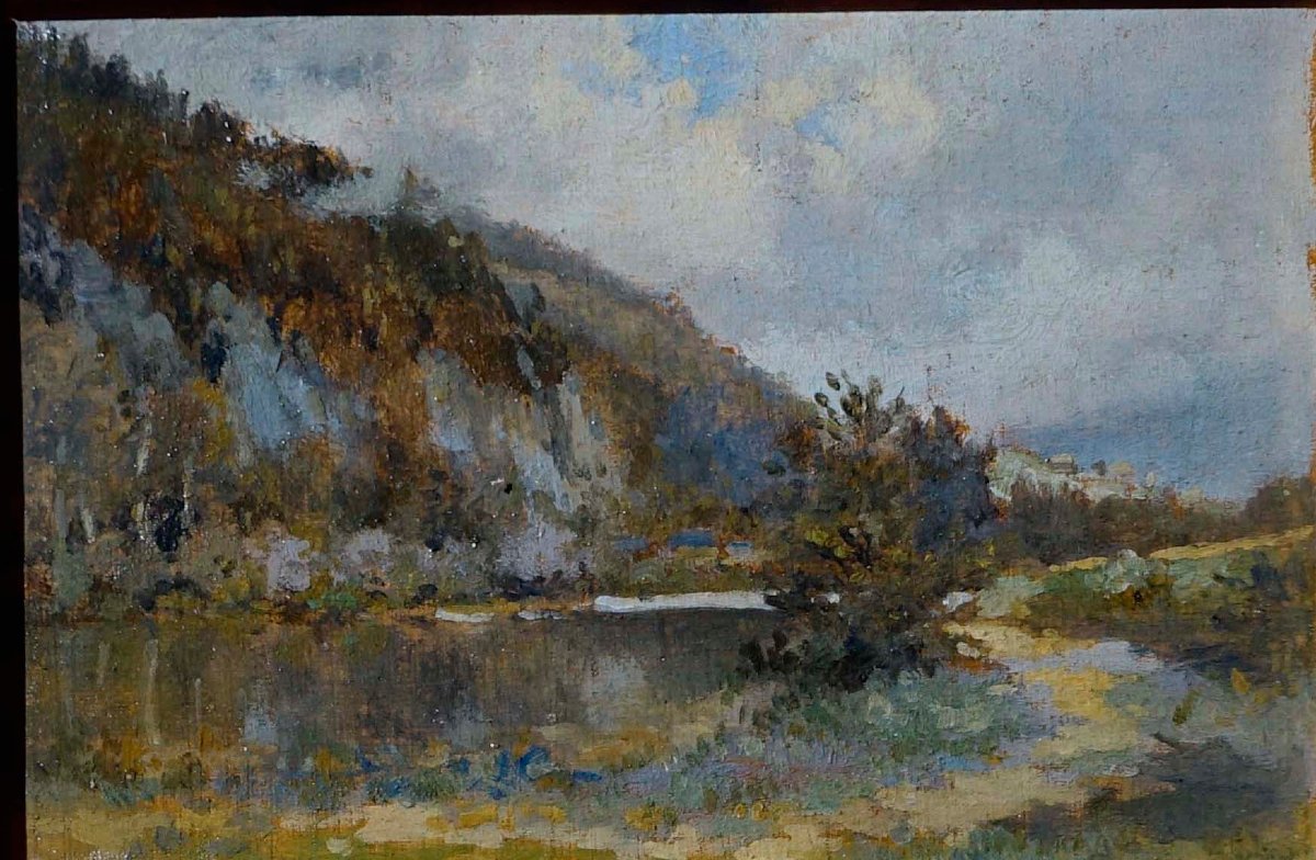 Maurice Jullien - Pair Of Miniatures, 1910 + 1 Small Barbizon, 1890 --photo-2