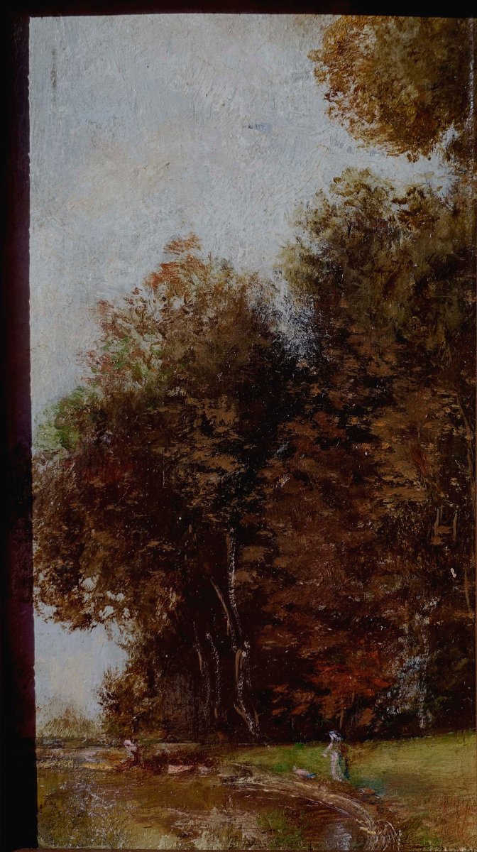 Maurice Jullien - Pair Of Miniatures, 1910 + 1 Small Barbizon, 1890 --photo-4