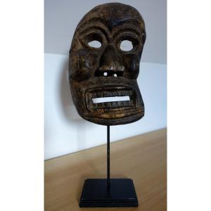 Masque Du Népal - Himalaya - Ancien - Bois Sculpté -