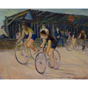 Josef Tilleux (1896-1978) - Au Vélodrome 1950 -