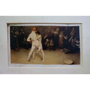 Jean Veber (1864-1928) - Les Lutteuses 1901 - Rehaussée -