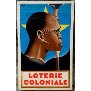 Loterie Coloniale 1934 - Rare Affiche Originale Encadrée -