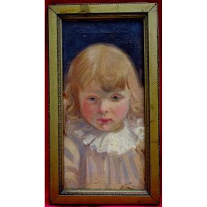 Portrait d'Enfant 1880 - Paraphe à Identifier -