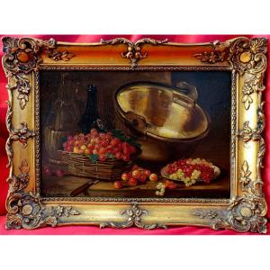 Henri Cauchois (1850–1911) - Cherries And Red Currants, 1890 -