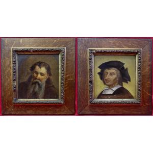 Pair From The Flemish School, 1885 – In The Style Of The 17th Century – Small Formats -