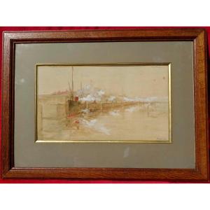 Cargos au Port 1890 - Signature à Déchiffrer - Impressionnisme -