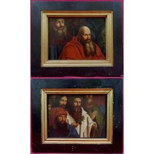 Pair Of 15th-century Face Studies, Painted Around 1880 -