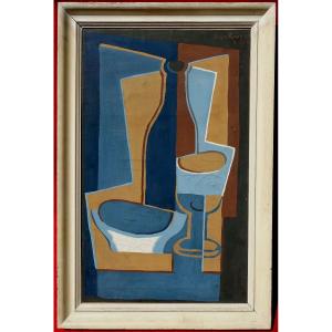 Juan Gris (1887-1927) - La bouteille 1922 - Peinture Procédé Aeply -