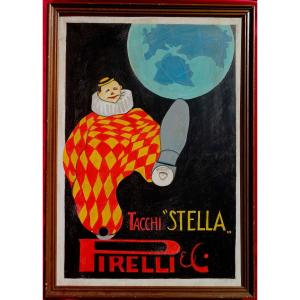 Pirelli Advertising Poster Painted On Wood -