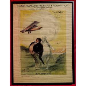 Aux Sceptiques de l'Aviation 1921 - Georges Villa - Affiche Originale -