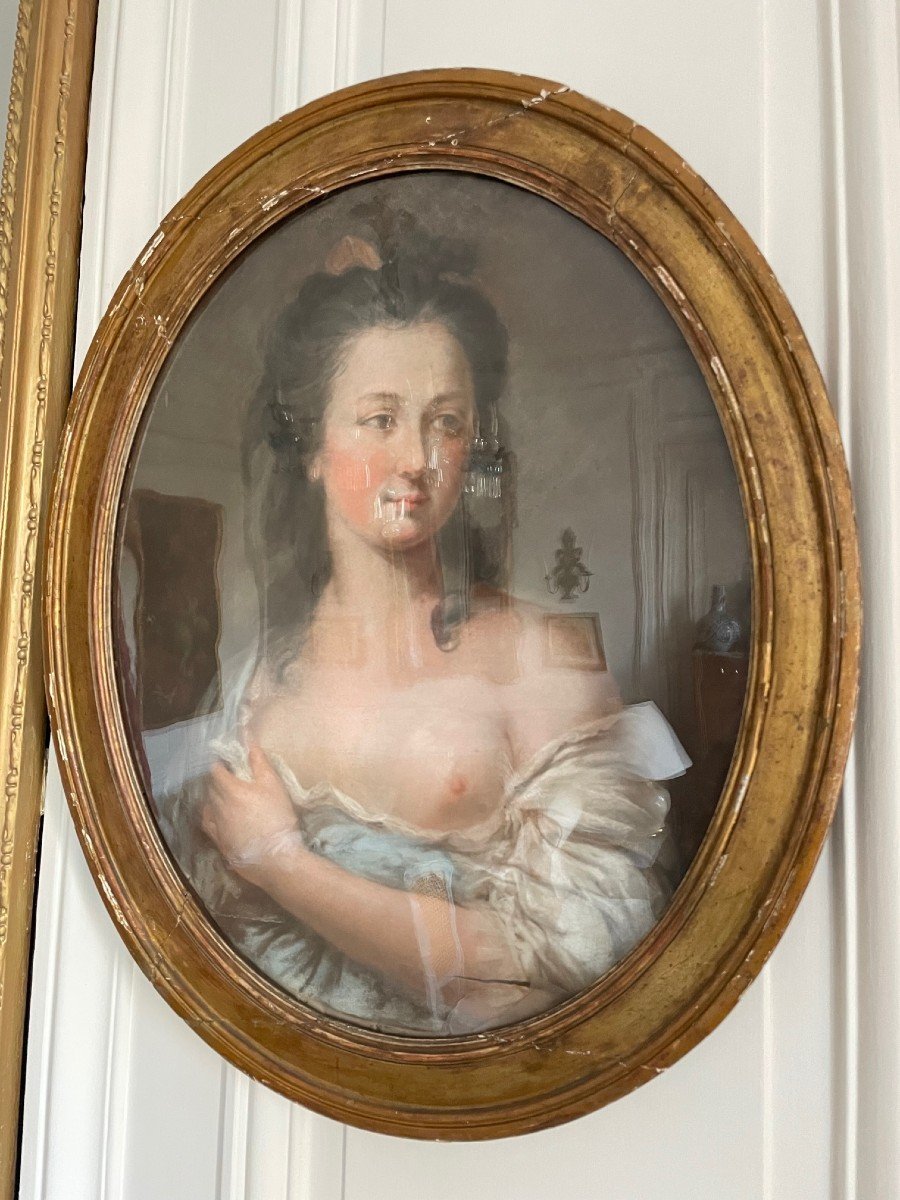 Very Beautiful Pastel Painting From The Louis XV Period