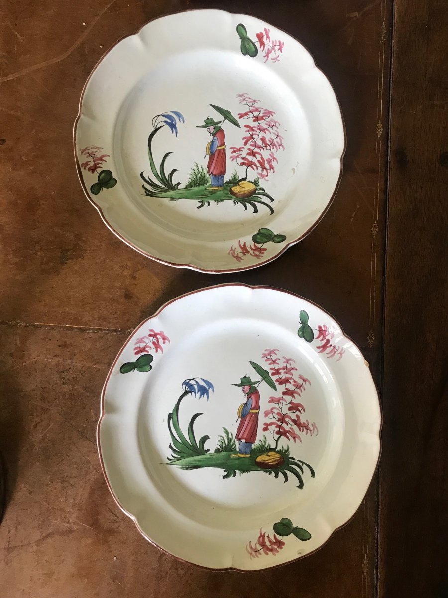 Pair Of Moustier Plates 18th Century Chinese Decor