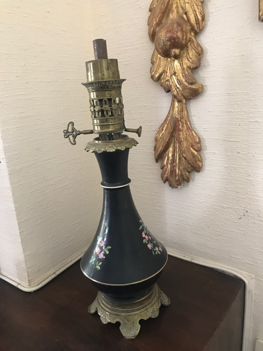 Oil Lamp Decor Floral XIXth