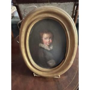 Peinture sur bois XVIIIème siècle- Portrait d'enfant