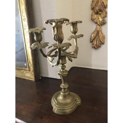 Pair Of Candlesticks In Gilt Bronze XIX