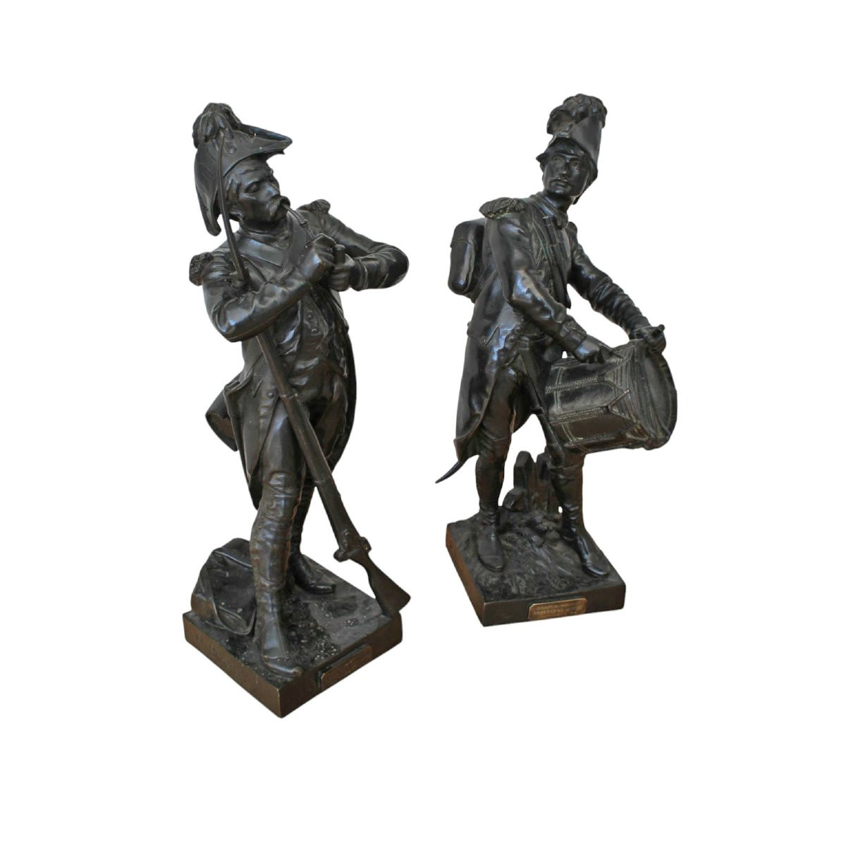 Pair Of French Infantry Bronzes By H. Dumiage-photo-2