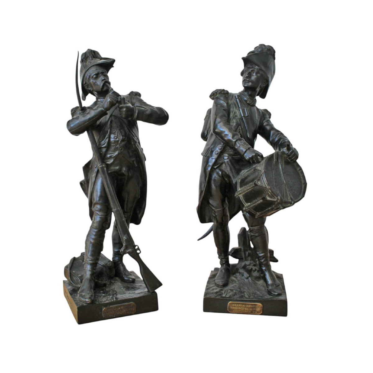Paire De Bronzes d'infanterie Française Par H Dumiage