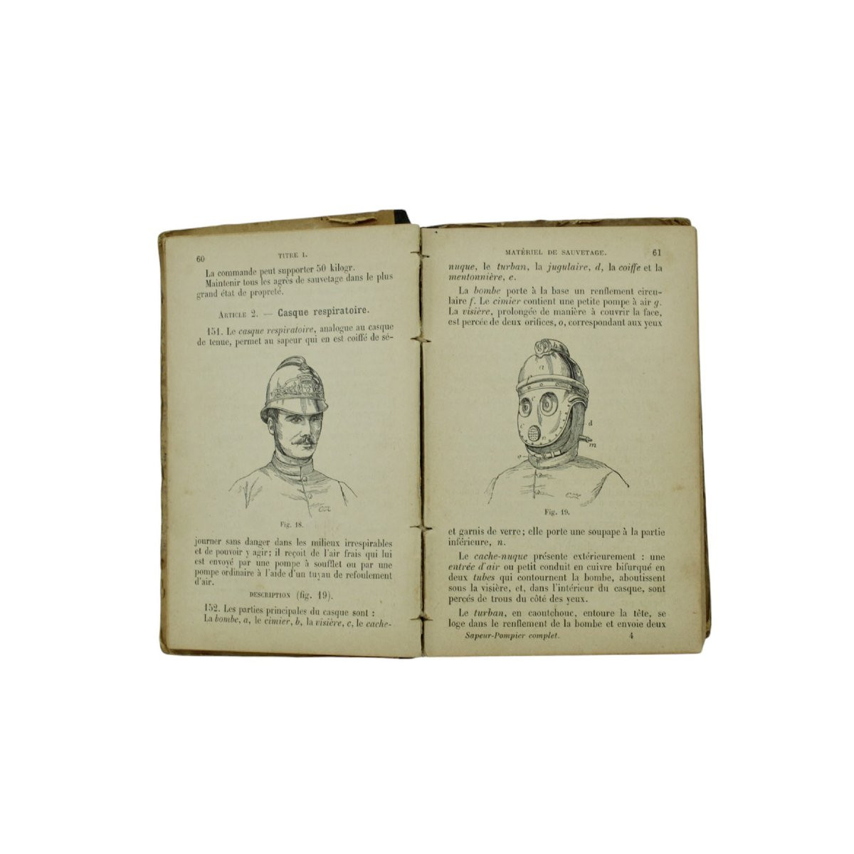 French Pompiers 1893 Model "casassa" Breathing Helmet-photo-6