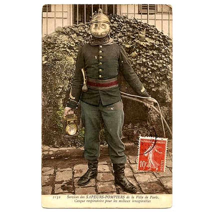 French Pompiers 1893 Model "casassa" Breathing Helmet-photo-8