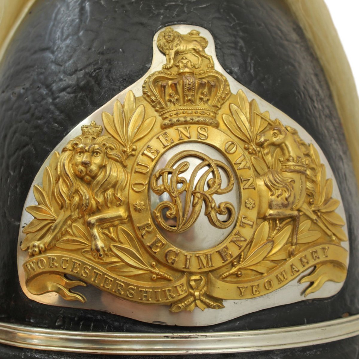 Casque d'officier de la Yeomanry du Worcestershire de l'époque Victorienne-photo-4