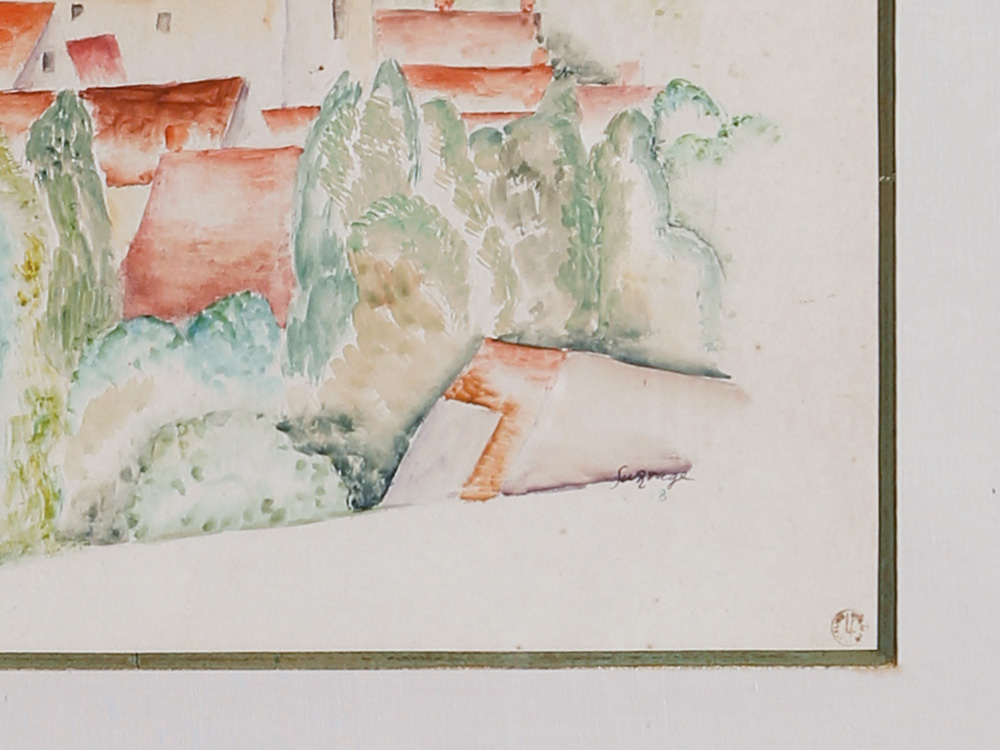 Léopold Survage, Village View, 1918, Watercolor And Pencil On Paper Signed And Dated-photo-3