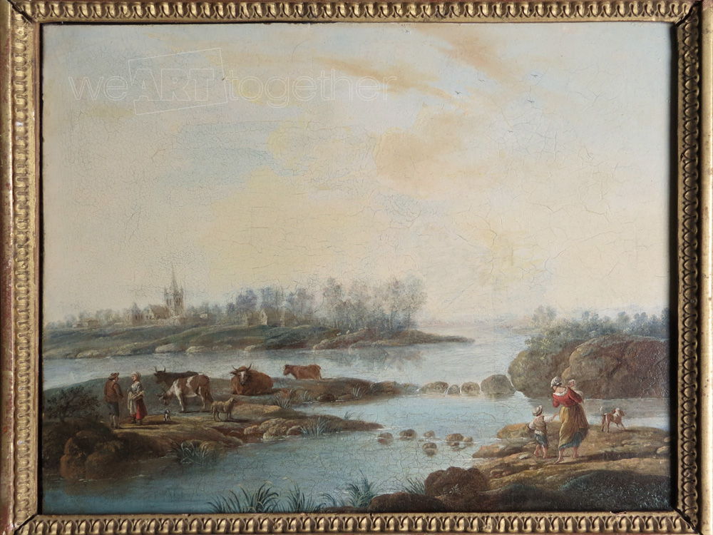 Louis-philippe Crépin (1772-1851), Bord De Pastorale In River, Oil On Panel, Eighteenth-photo-2