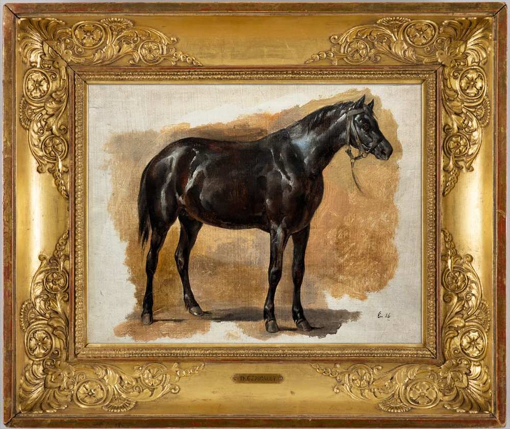 Théodore Géricault,  Cheval Pur-sang Barbe à La Robe Noire Et Aux Reflets Bleus, 2 Certificates