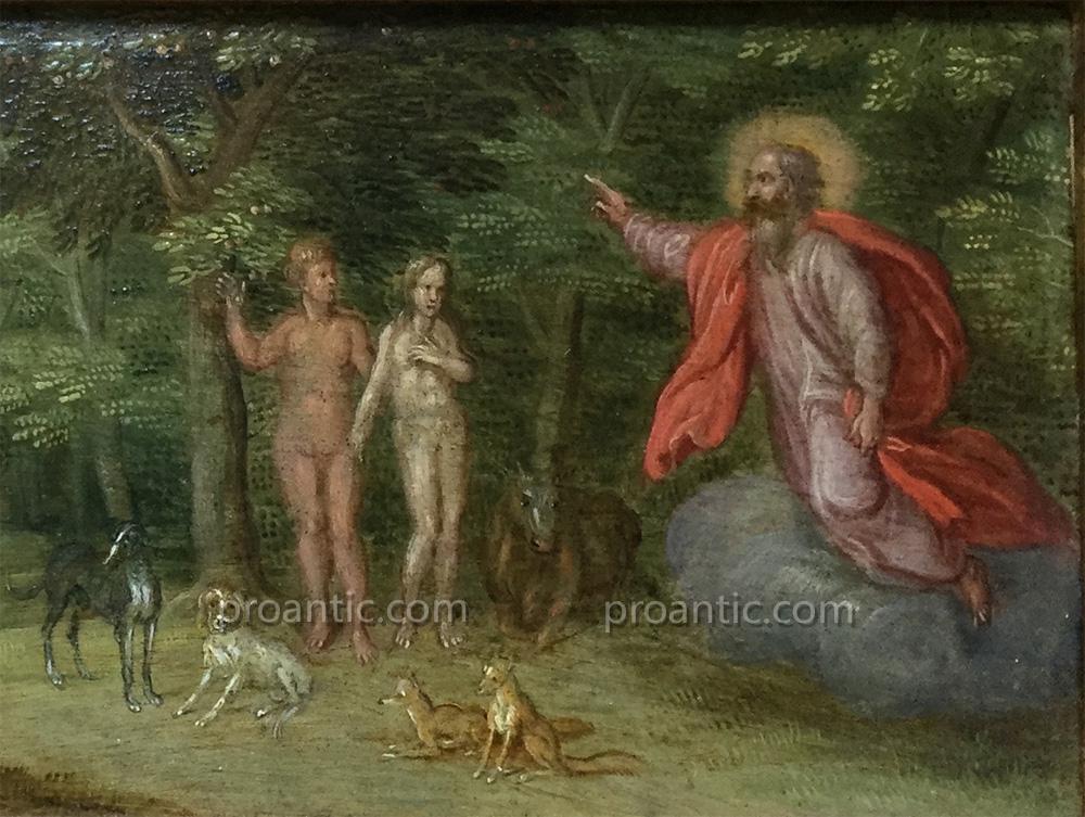 Jan Brueghel (attr) The Paradise, 4 Brass, Adam And Eve In The Garden Of Eden, Flanders 16th-xviii-photo-4