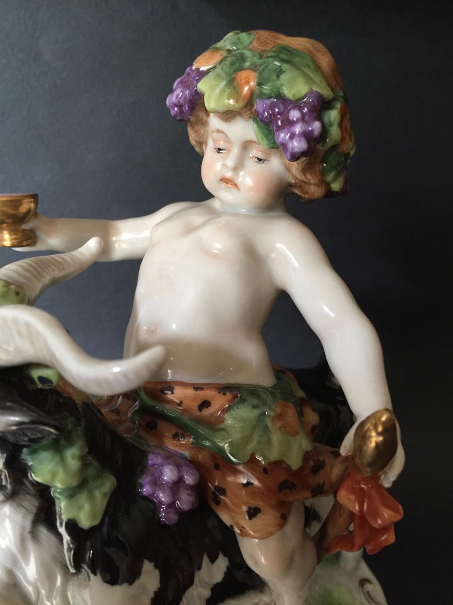 Bacchus (putti) Chevauchant A Goat, Saxe Porcelain, Manufacture Scheibe-alsbach-photo-2