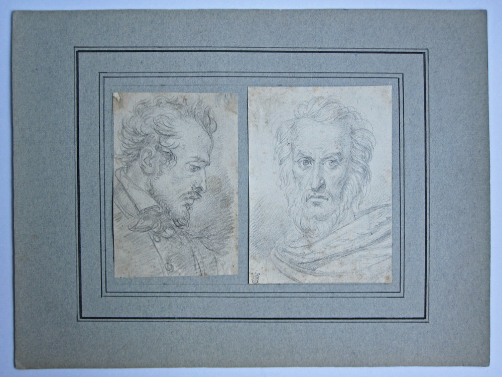Portraits de deux hommes de qualité, dessins à la mine de plomb, école française du XIXeme-photo-1