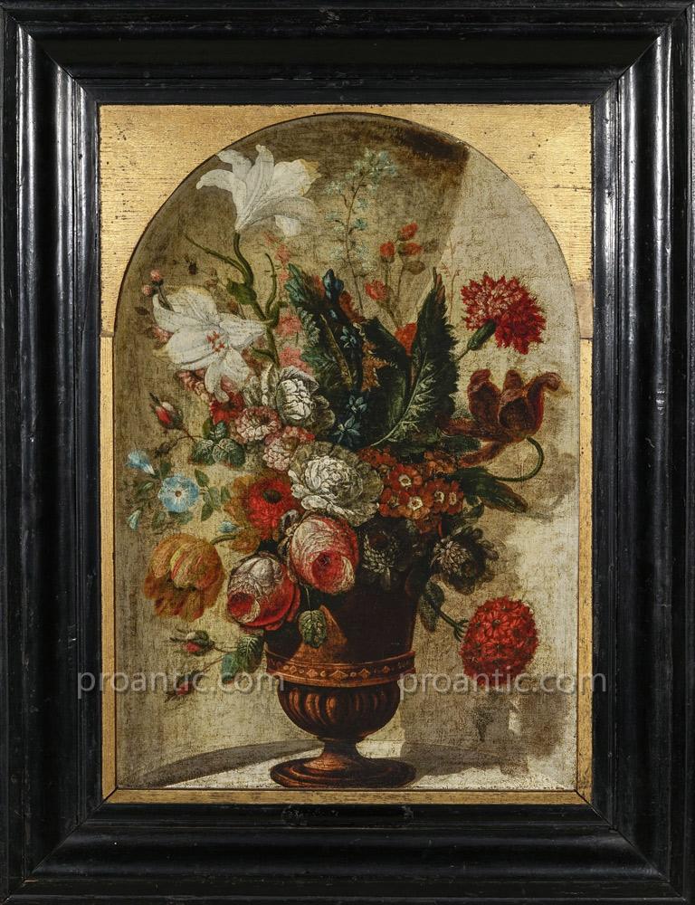 Ecole flamande XVIIe, Ambrosius BOSSCHAERT (cercle de) Composition florale dans vase Médicis