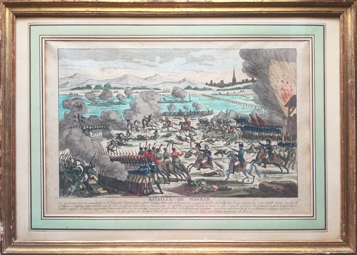 Battle Of Wagram, Napoleon, Watercolor Etching Period Ist Empire, Jean Publisher