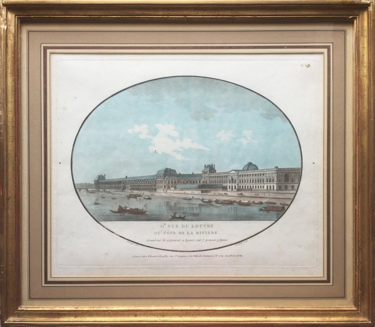 IIe vue du Louvre du côté de la rivière, Gravure à l’aquatinte XVIIIe, 1787