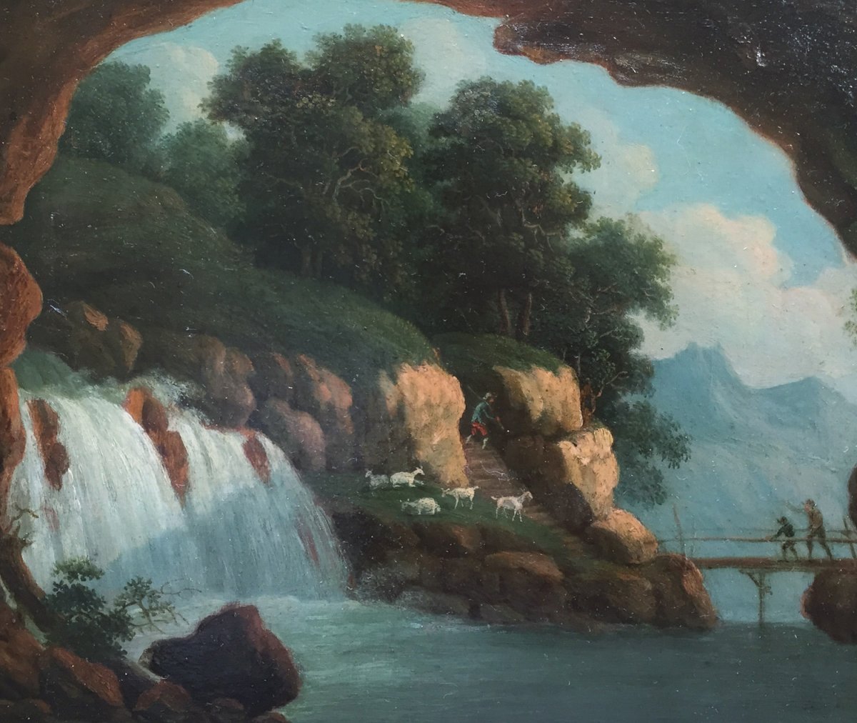 Ecole Française Préromantique Vers 1800 (fin XVIIIe), Cascade (tivoli ?) Vue Depuis Une Grotte-photo-4