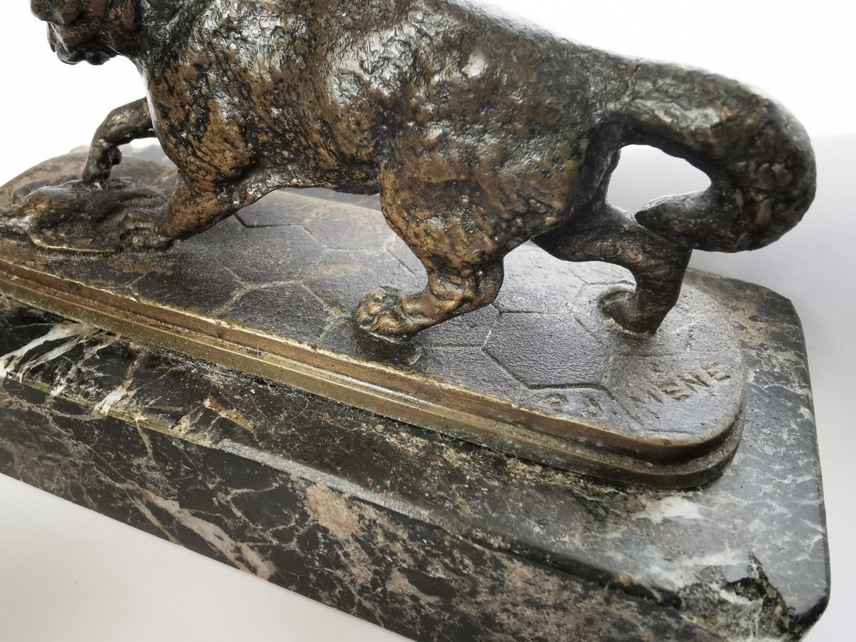 Pierre-Jules MENE (1810-1879), Bronze, Chat jouant avec un oiseau mort-photo-2