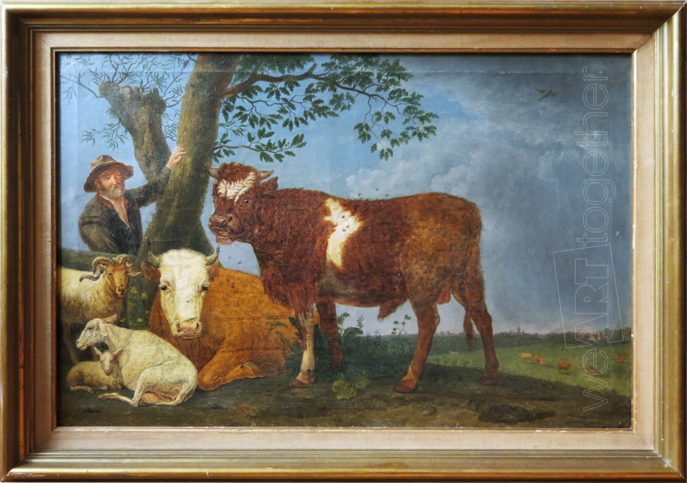 Shepherd And His Flock, Dutch School Nineteenth