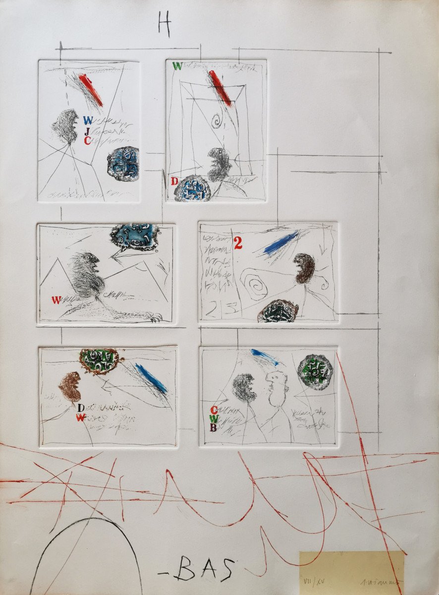 James Coignard Conversation In Mirror Engraving Origin. Annotated, Numbered & Signed By The Artist