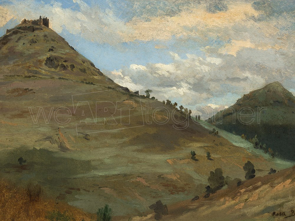 View Of The Chateau De Montsegur, Hst Signed Rosa Bonheur, Stamp On Back Of Sale-photo-2