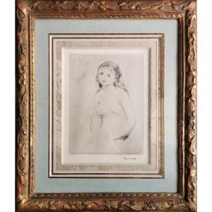Renoir Study For A Bather Drypoint On Vellum Stamp Of The Artist's Signature 1918