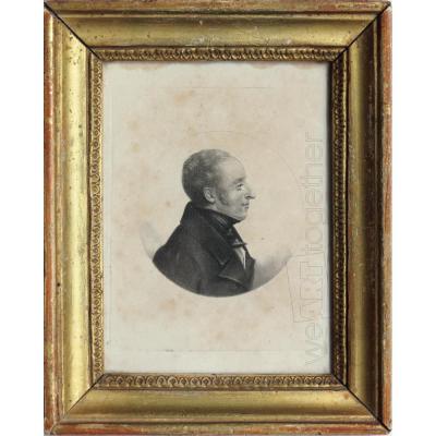 Physionotrace Nineteenth, Engraved Portrait Of Man By Father Bouchardy